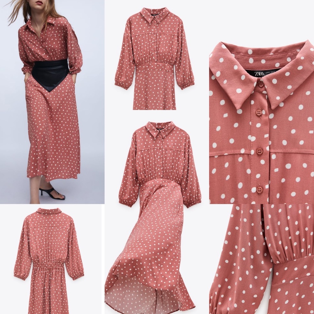 Zara polka dot peach dress.
